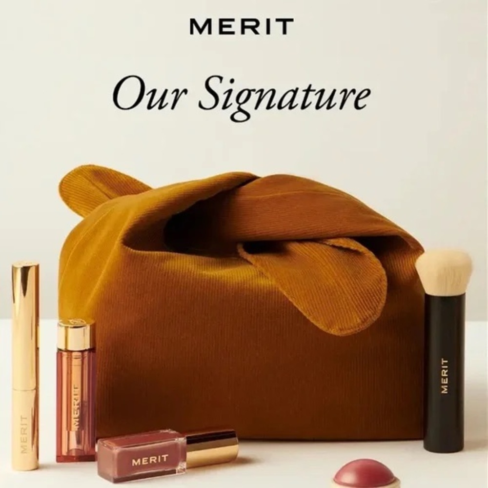 New Merit Beauty Signature Corduroy Makeup Bag